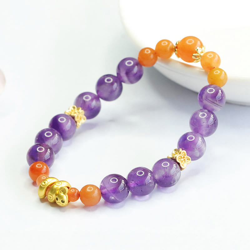 KarmaRipple's Amethyst Golden Silk Jade Year of the Snake Balance Bracelet p2