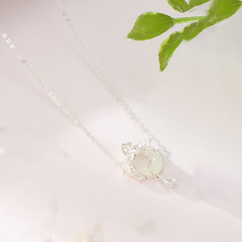 KarmaRipple's Hetian Jade 925 Sterling Silver Cubic Zirconia Pearl Pendant Necklace p8