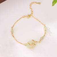 Bracelet porte-bonheur en argent sterling 925 et zircone cubique, jade Hetian de KarmaRipple