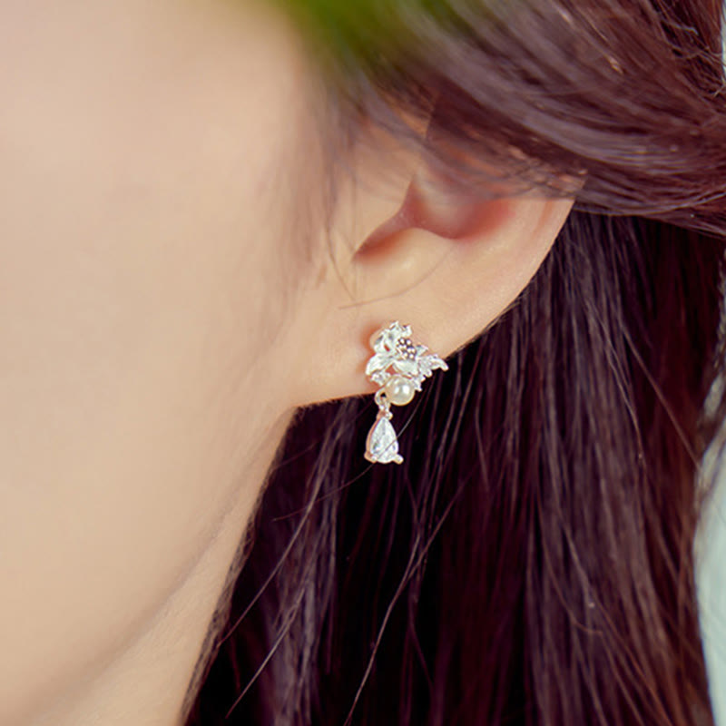 KarmaRipple's Hetian Jade 925 Sterling Silver Cubic Zirconia Pearl Abundance Earrings p9