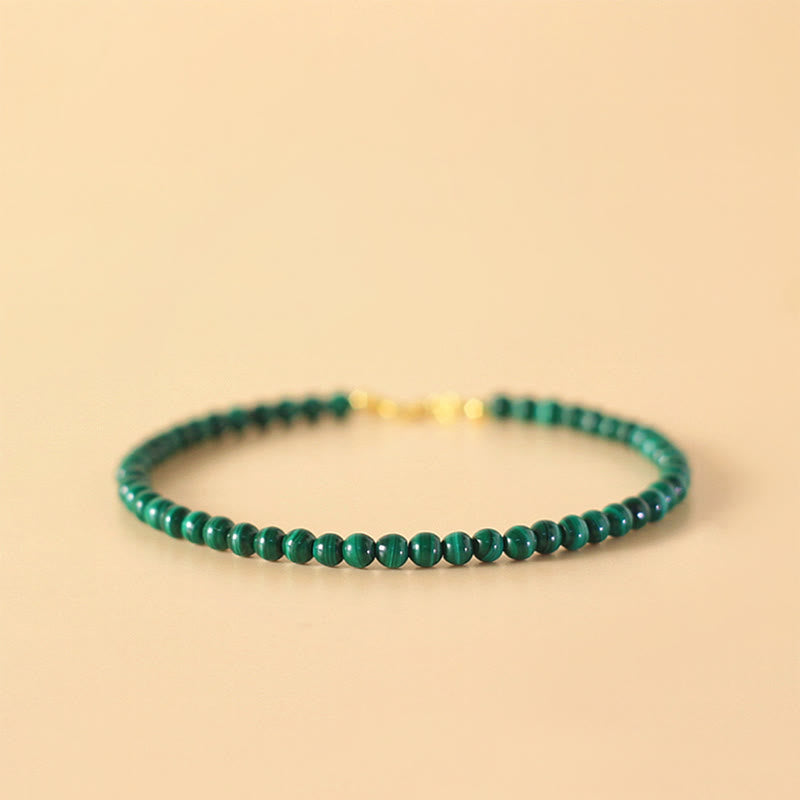 KarmaRipple's 4mm Authentic Malachite Beadwork 14k Gold Plated Bronze Anti-anxiety Bracelet p3