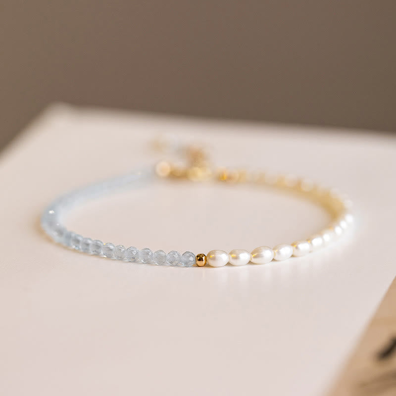 KarmaRipple's 2mm Turquoise Pearl Ultra-thin Beadwork 14k Gold Plated Bronze Wisdom Bracelet p2