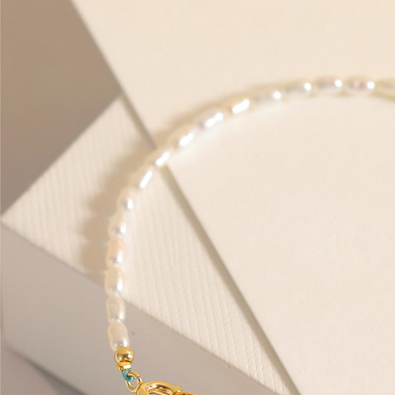 KarmaRipple's 2mm Turquoise Pearl Ultra-thin Beadwork 14k Gold Plated Bronze Wisdom Bracelet p16