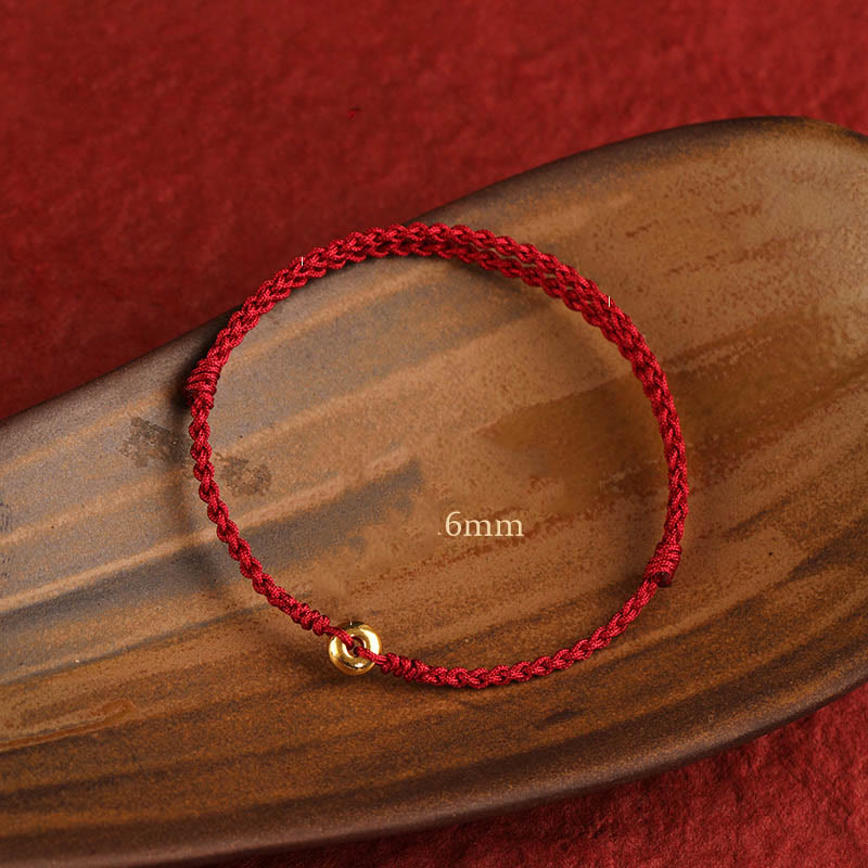 KarmaRipple's 999 Gold Small Peace Buckle Red String Protection Fortune Woven Bracelet Anklet p16