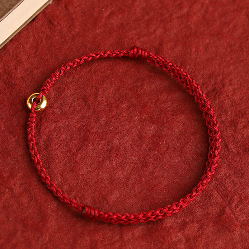 KarmaRipple's 999 Gold Small Peace Buckle Red String Protection Fortune Woven Bracelet Anklet p14