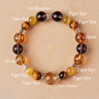 Bracelet du bonheur en œil de tigre et citrine topaze de KarmaRipple