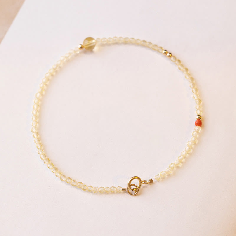 KarmaRipple's 2mm Ultra-thin Citrine 14K Gold Plated Bronze Beadwork Protection Bracelet p3