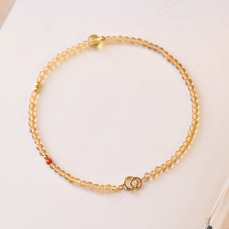 KarmaRipple's 2mm Ultra-thin Citrine 14K Gold Plated Bronze Beadwork Protection Bracelet p17