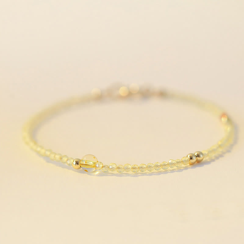 KarmaRipple's 2mm Ultra-thin Citrine 14K Gold Plated Bronze Beadwork Protection Bracelet p5