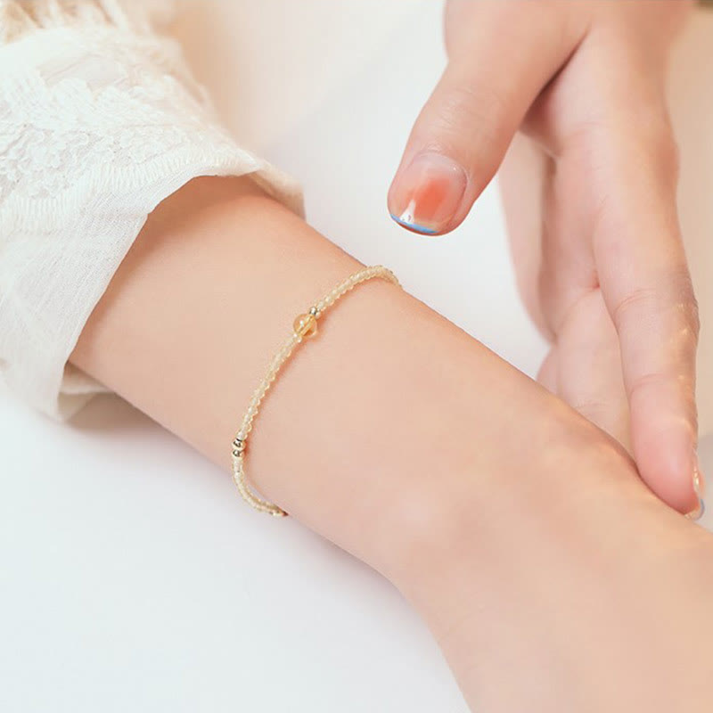 KarmaRipple's 2mm Ultra-thin Citrine 14K Gold Plated Bronze Beadwork Protection Bracelet p6