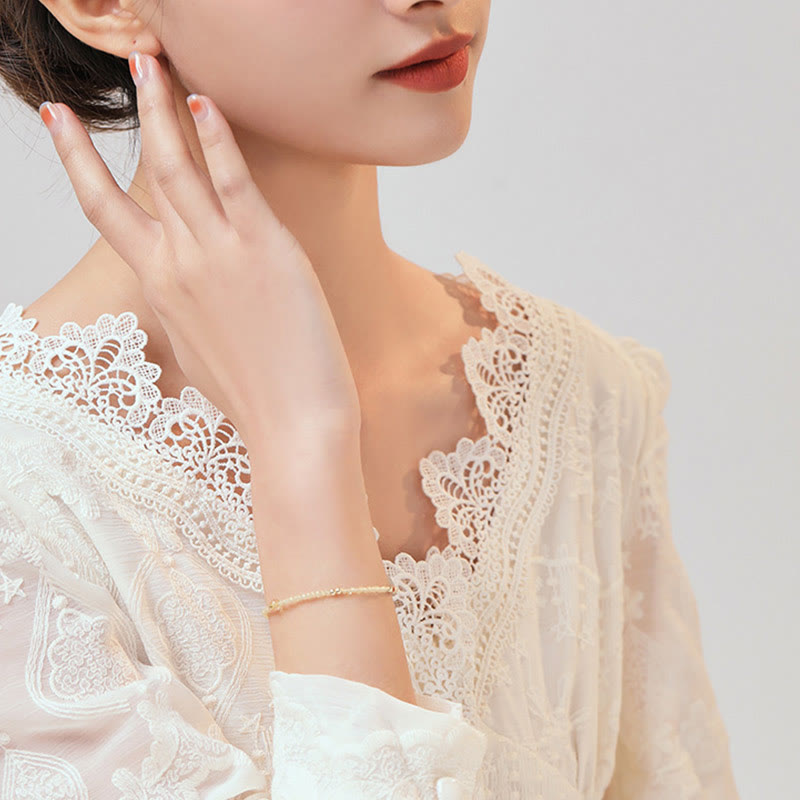 KarmaRipple's 2mm Ultra-thin Citrine 14K Gold Plated Bronze Beadwork Protection Bracelet p10