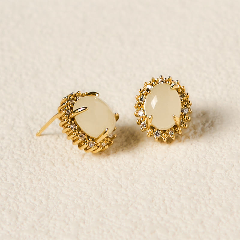 KarmaRipple's Authentic Hetian Jade Egg Bronze Prosperity Earrings p8