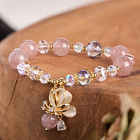 Bracelet d'équilibrage papillon en quartz fraise authentique de KarmaRipple