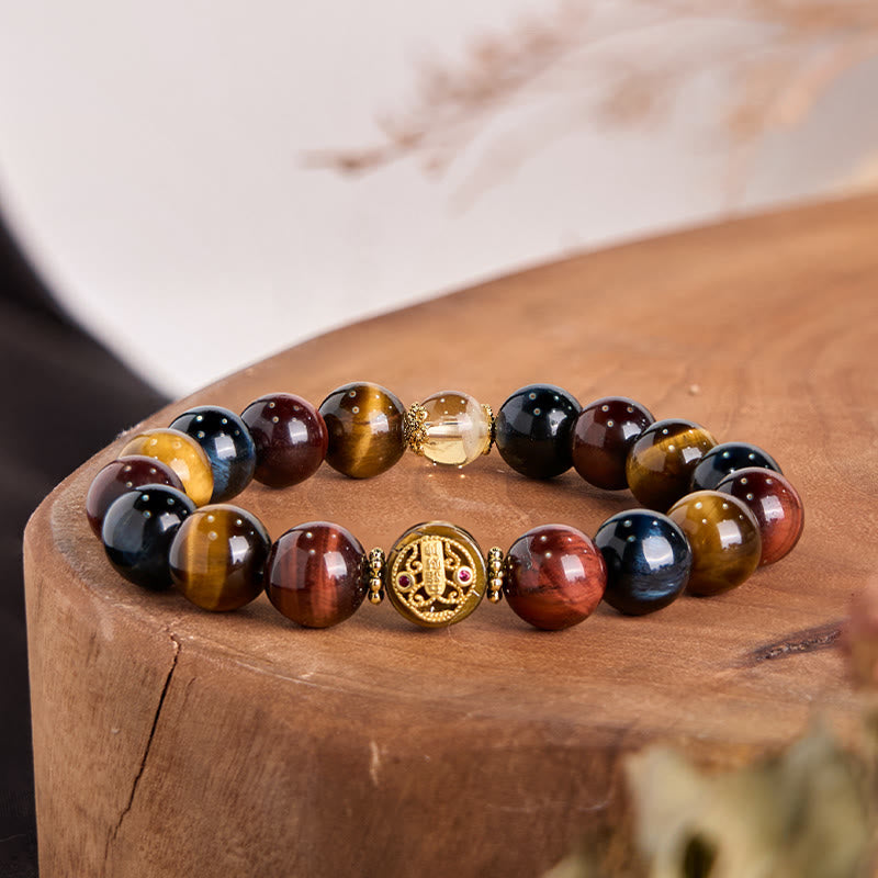KarmaRipple's Tiger Eye Stone Beadwork Protection Courage Bracelet p4