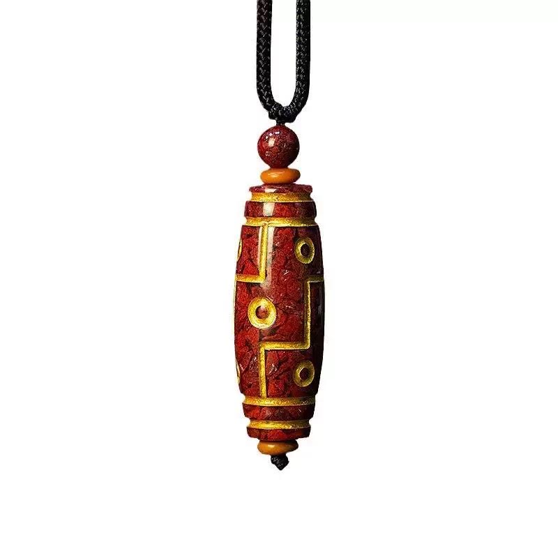 KarmaRipple's Cinnabar Nine-eye Dzi Bead Blessing Pendant Necklace p3