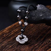 Collier pendentif apaisant en obsidienne argentée authentique de KarmaRipple, protection contre les nuages ​​de bon augure