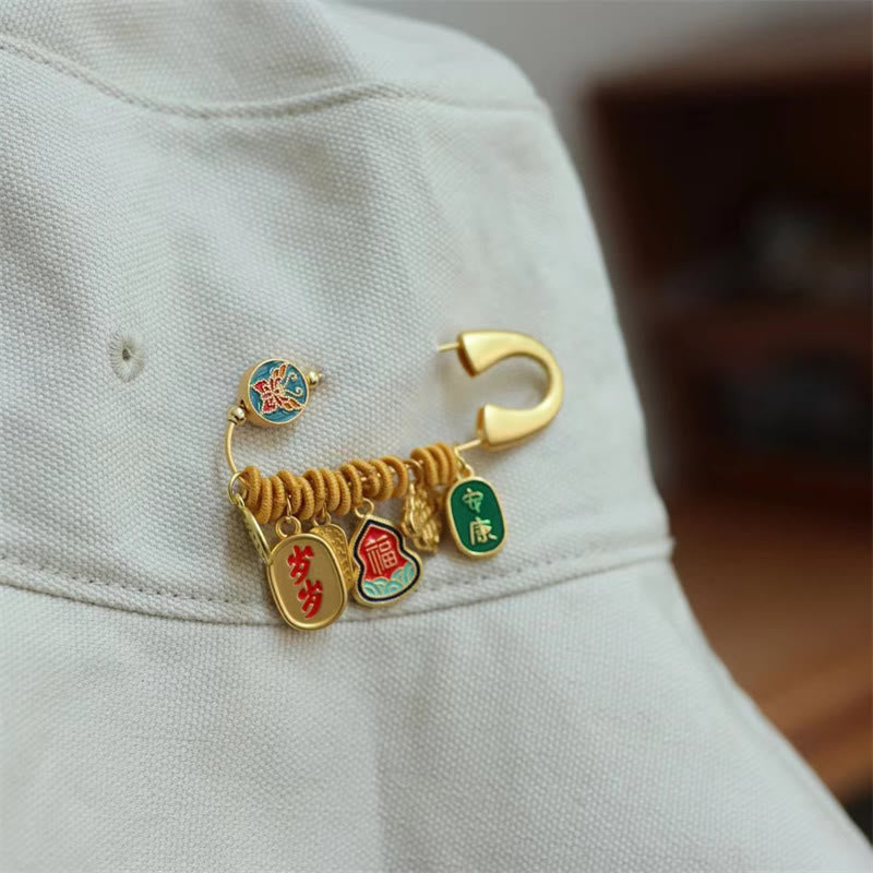 KarmaRipple's Fu Character Butterfly Safe And Well Brass Fortune Brooch p3