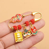 Broche de bénédiction du personnage Fu du lion dansant de la gourde de KarmaRipple, en sécurité et en bonne santé