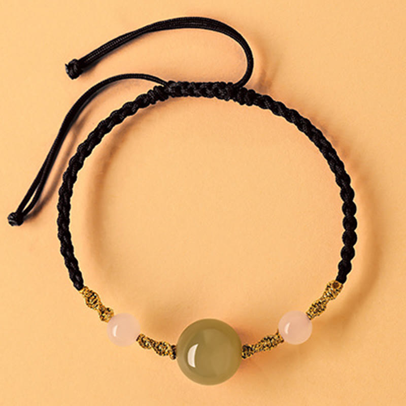 KarmaRipple's Hetian Jade Black Onyx Red Agate Bead Fortune Woven Bracelet p2