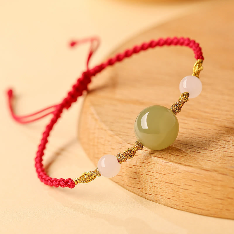 KarmaRipple's Hetian Jade Black Onyx Red Agate Bead Fortune Woven Bracelet p7