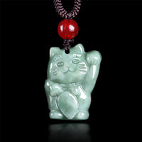 Collier pendentif en jade Lucky Cat Abundance de KarmaRipple
