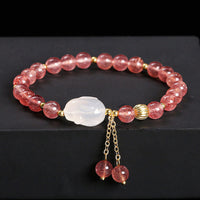 Bracelet d'équilibrage authentique en quartz fraise et agate lapin de KarmaRipple