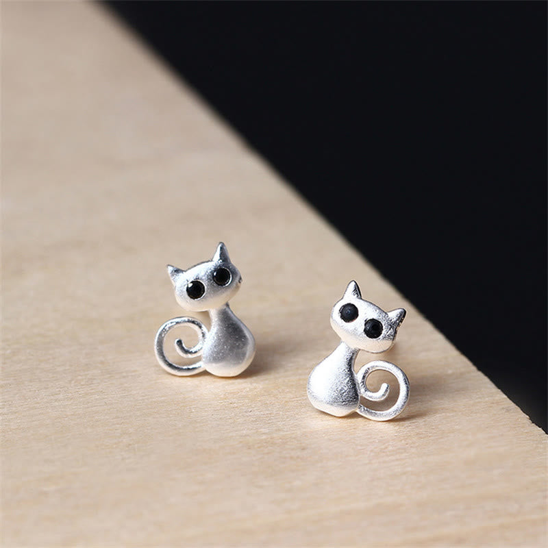 KarmaRipple's 925 Sterling Silver Posts Cute Cat Kitten Blessing Stud Earrings p8