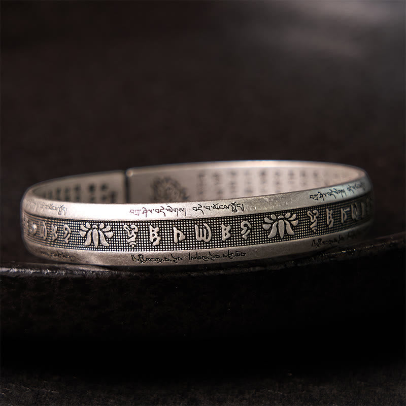 KarmaRipple's Om Mani Padme Hum Heart Sutra Mantra Lotus Peace Meditation Cuff Bracelet Bangle p13