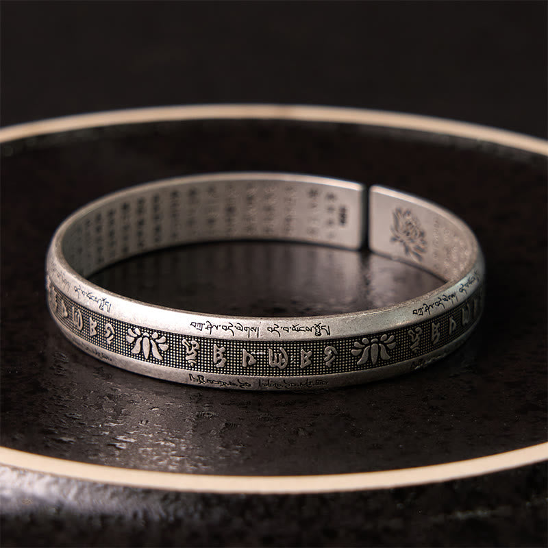KarmaRipple's Om Mani Padme Hum Heart Sutra Mantra Lotus Peace Meditation Cuff Bracelet Bangle p9