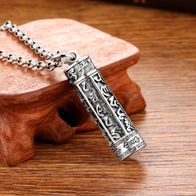 KarmaRipple's Tibetan Om Mani Padme Hum Bronze Plated Silver Shurangama Mantra Vajra Pattern Peace Pendant Necklace p8