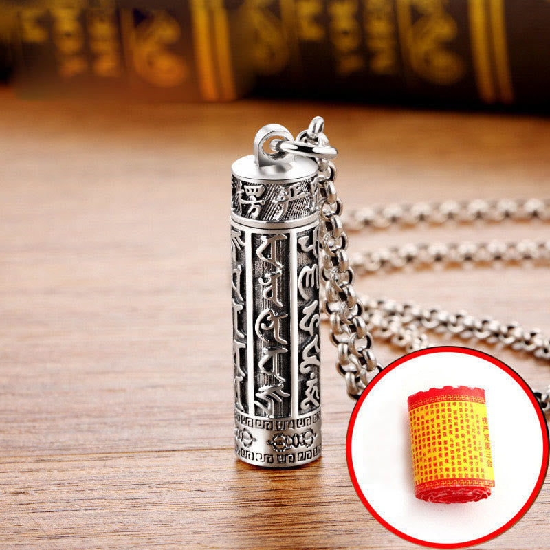 KarmaRipple's Tibetan Om Mani Padme Hum Bronze Plated Silver Shurangama Mantra Vajra Pattern Peace Pendant Necklace p4