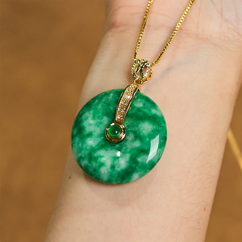 KarmaRipple's Authentic Cyan Jade Peace Buckle Balancing Pendant Necklace p5