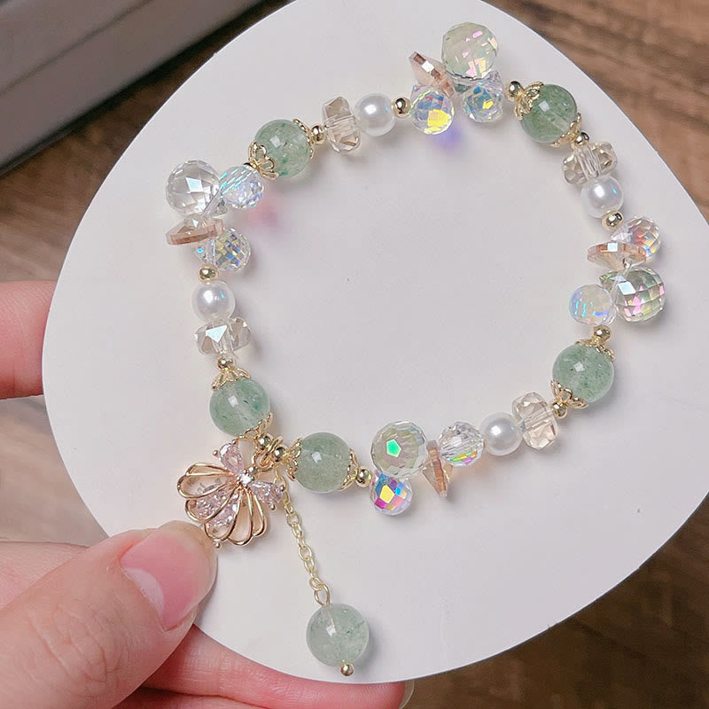 KarmaRipple's Authentic Strawberry Quartz Pearl Shell Positive Bracelet p19