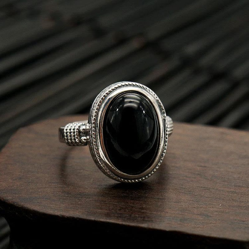 KarmaRipple's Authentic Black Onyx Adjustable Protection Ring p1
