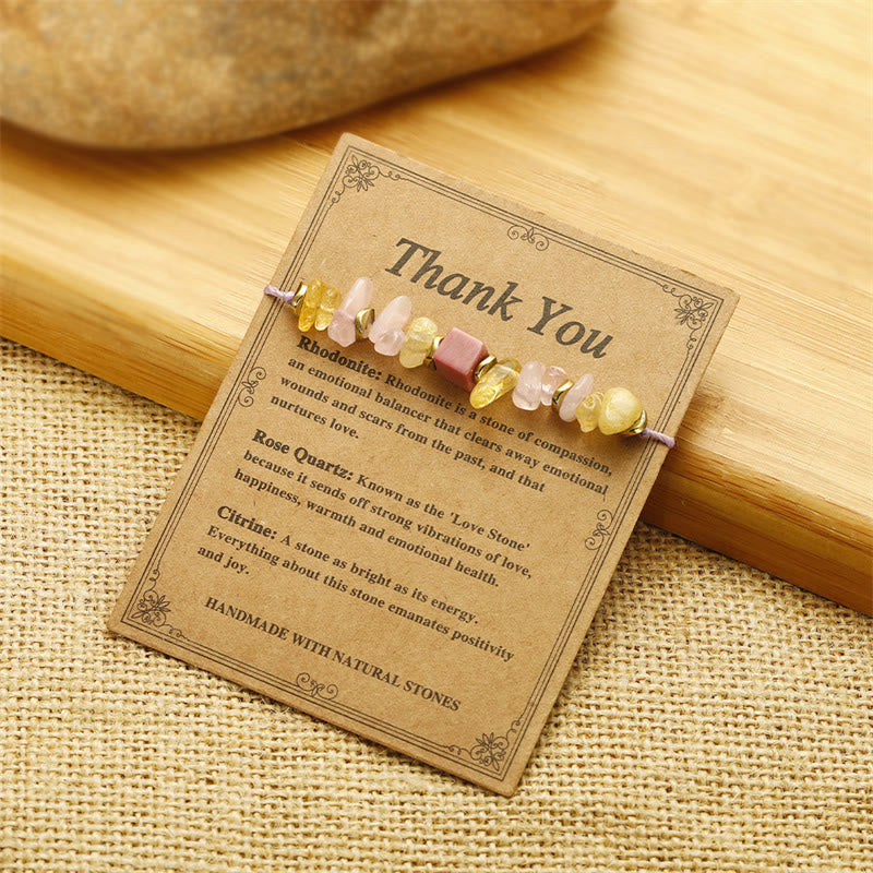 KarmaRipple's Thank You Rose Quartz Citrine Rhodonite Passionate Bracelet p4