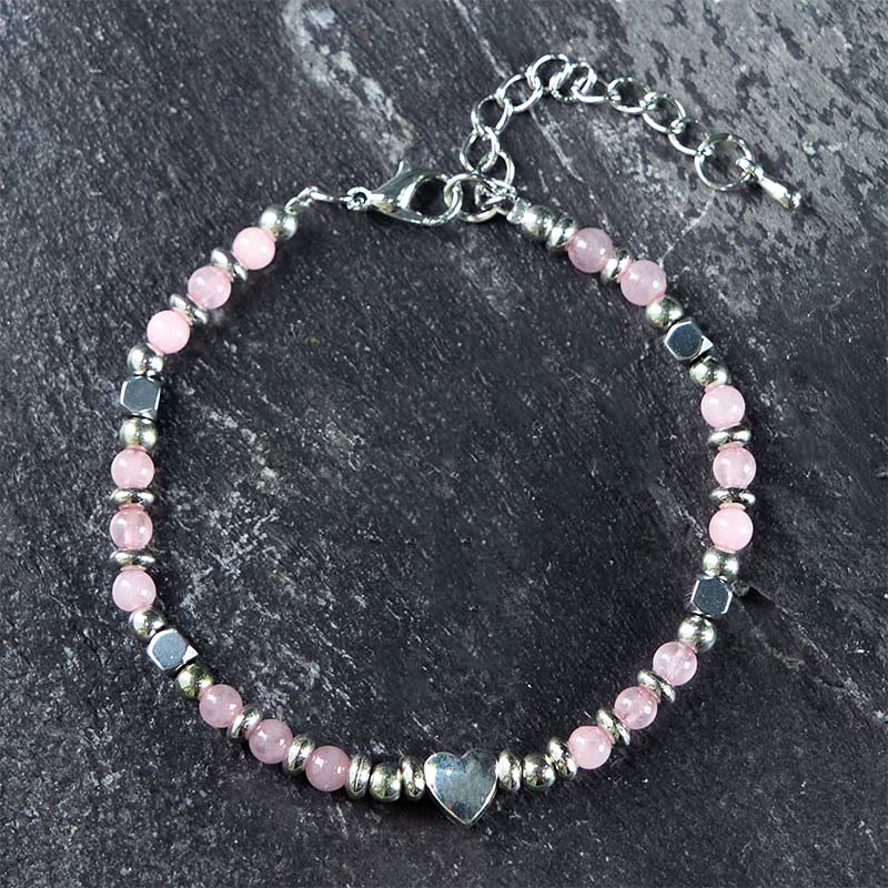 KarmaRipple's Authentic Stone Amazonite Amethyst Lazurite Rose Quartz Heart Positive Balance Bracelet p29