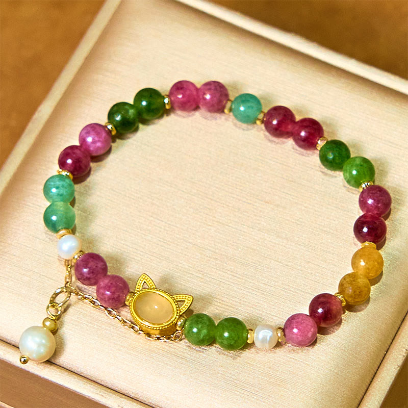 KarmaRipple's Colorful Tourmaline Fortunate Cat Positive Bracelet p4