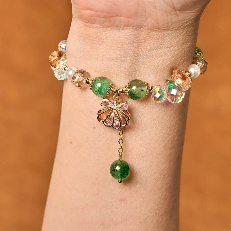 KarmaRipple's Authentic Strawberry Quartz Pearl Shell Positive Bracelet p14