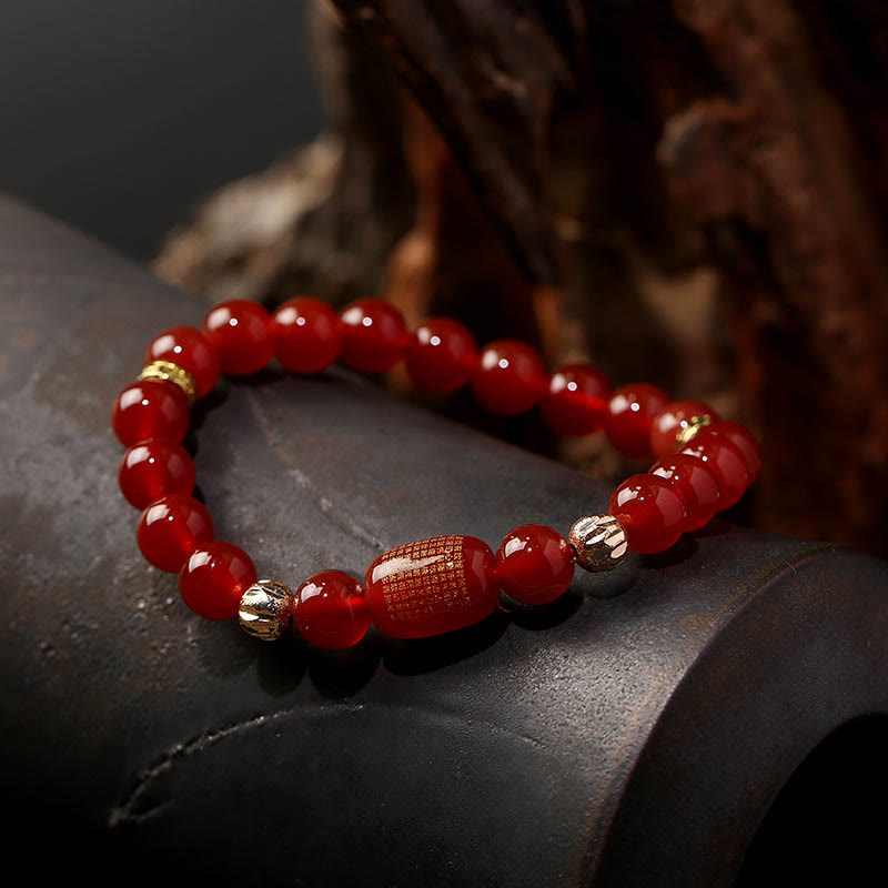 KarmaRipple's Authentic Red Agate Green Agate Buddhist Sutras Calm Bracelet p2