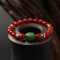 Bracelet authentique KarmaRipple en agate rouge et agate verte, symbole de sérénité bouddhiste
