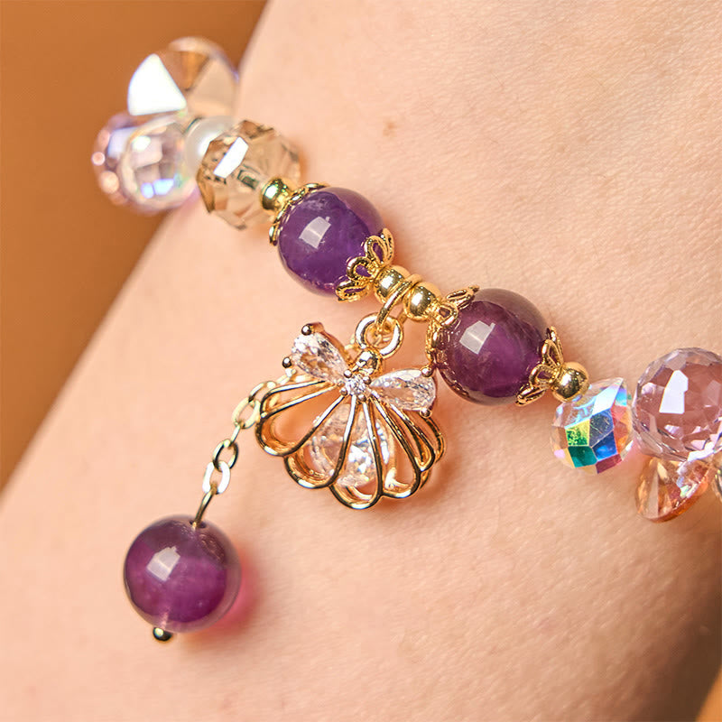 KarmaRipple's Authentic Amethyst Citrine Pearl Shell Peace Bracelet p6