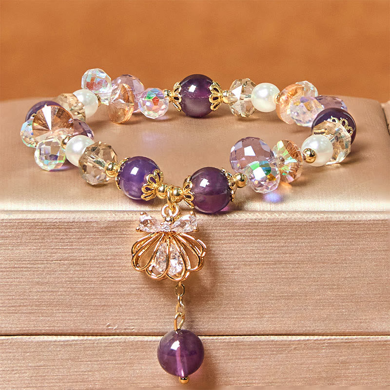 KarmaRipple's Authentic Amethyst Citrine Pearl Shell Peace Bracelet p1