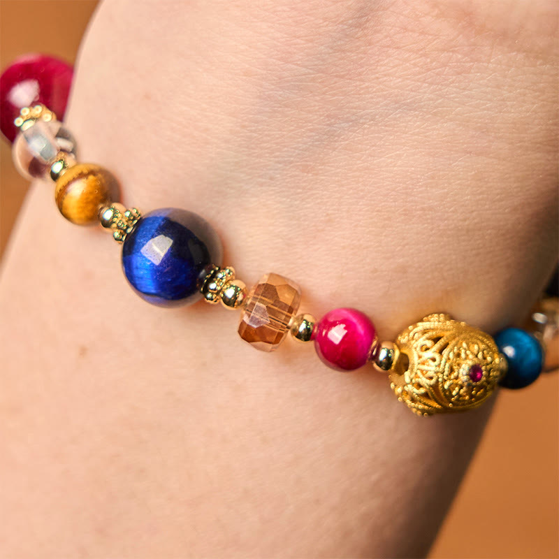 KarmaRipple's Authentic Colored Tiger Eye Stone Weight Balance Bracelet p5