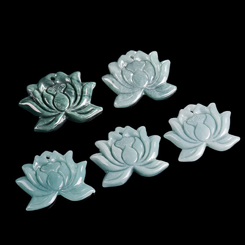 KarmaRipple's Lotus Flower Pattern Carved Jade Prosperity Pendant Necklace p9