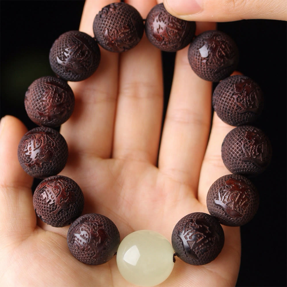 KarmaRipple's Tibetan Rosewood Engraving PiXiu Warmth Bracelet p10