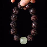 Bracelet PiXiu chaleureux gravé en bois de rose tibétain de KarmaRipple