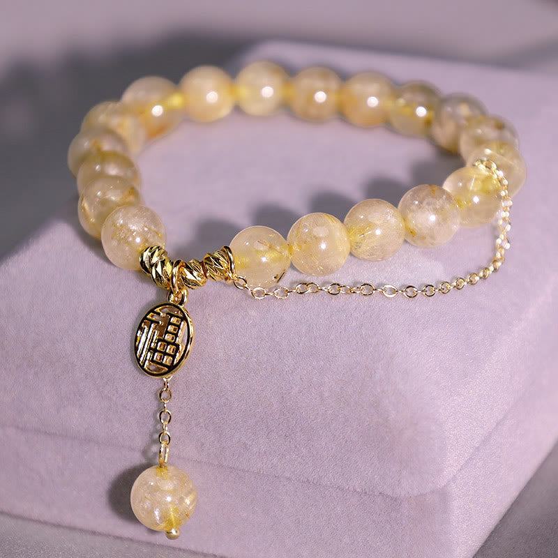 KarmaRipple's Citrine Fortunate Fu Character Happiness Bracelet p5
