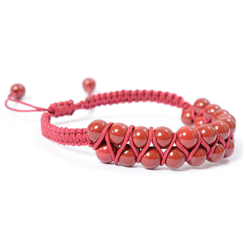 KarmaRipple's Authentic Tiger Eye Cinnabar Hand-woven Double Row Beadwork Protection Bracelet p12