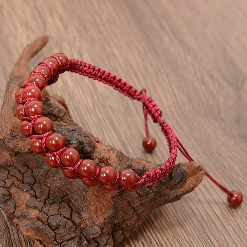 KarmaRipple's Authentic Tiger Eye Cinnabar Hand-woven Double Row Beadwork Protection Bracelet p11