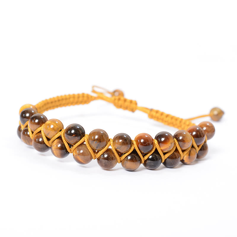 KarmaRipple's Authentic Tiger Eye Cinnabar Hand-woven Double Row Beadwork Protection Bracelet p6